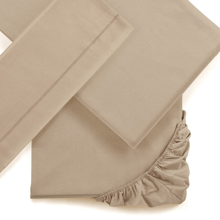 Pillowcase duvet cover and sheet 1 and a half square hazelnut color