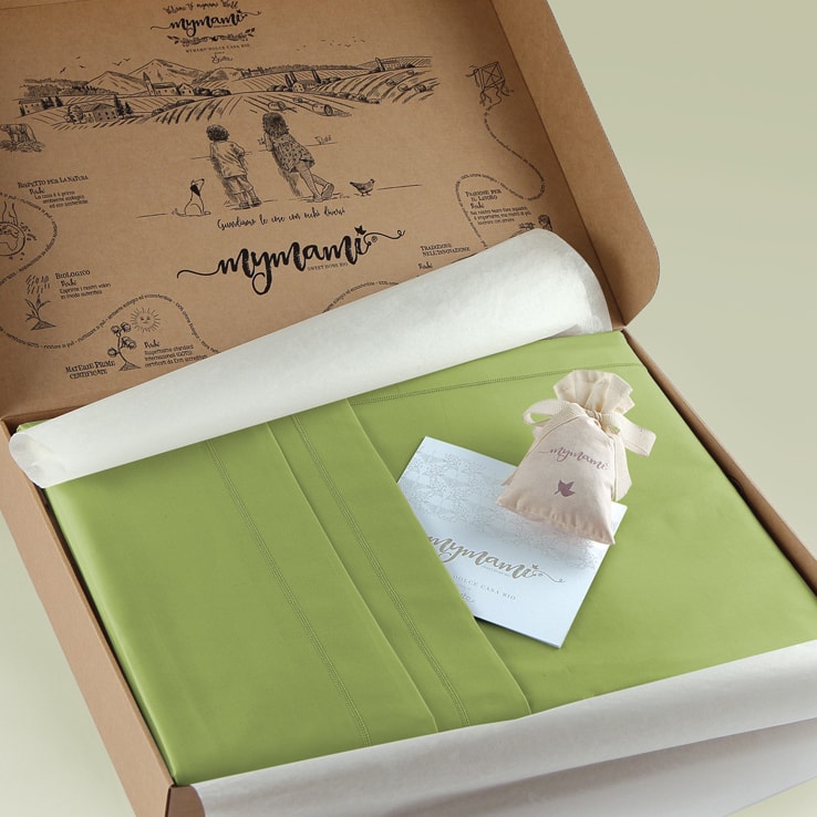 Complete box organic cotton sheets 2 squares mymami leaf color