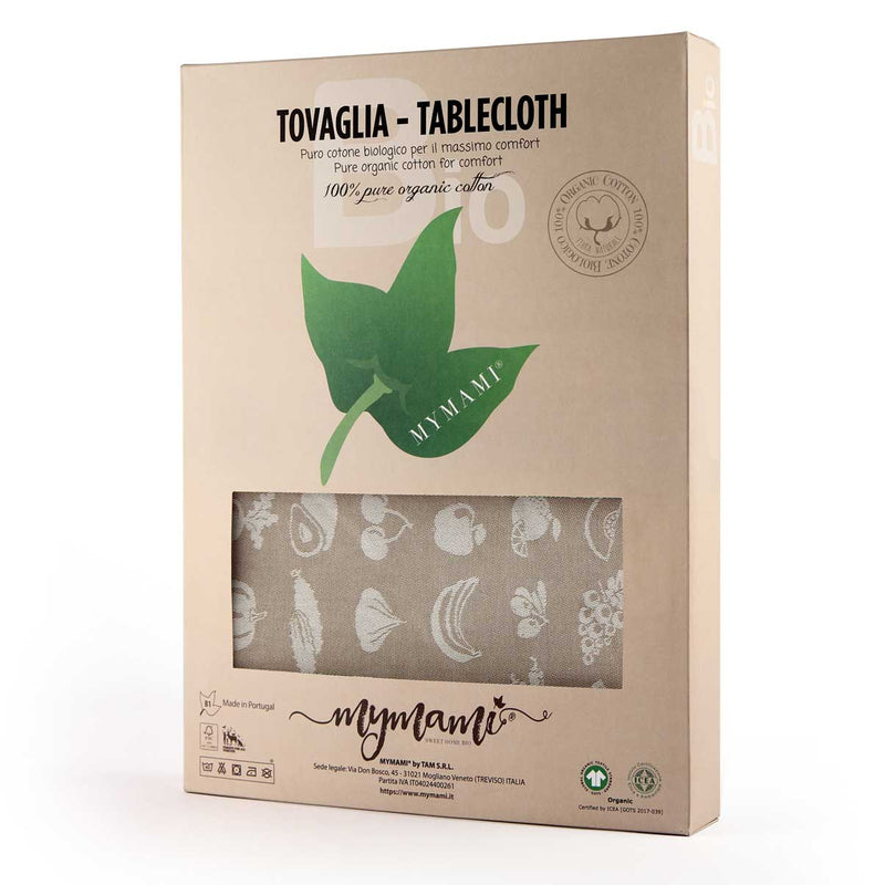 Mymami fruits tablecloth rectangular large organic cotton hazelnut