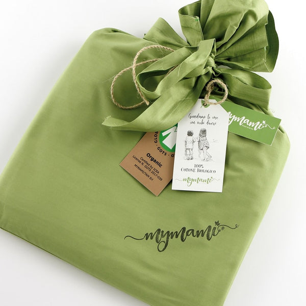 Linen bag under corners 1 square and half color organic cotton leaf
