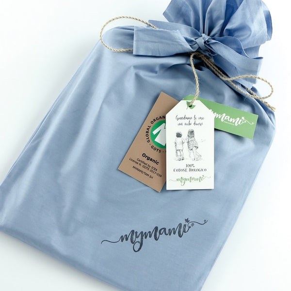 Pillowcase bag mymami in certified organic cotton sky color