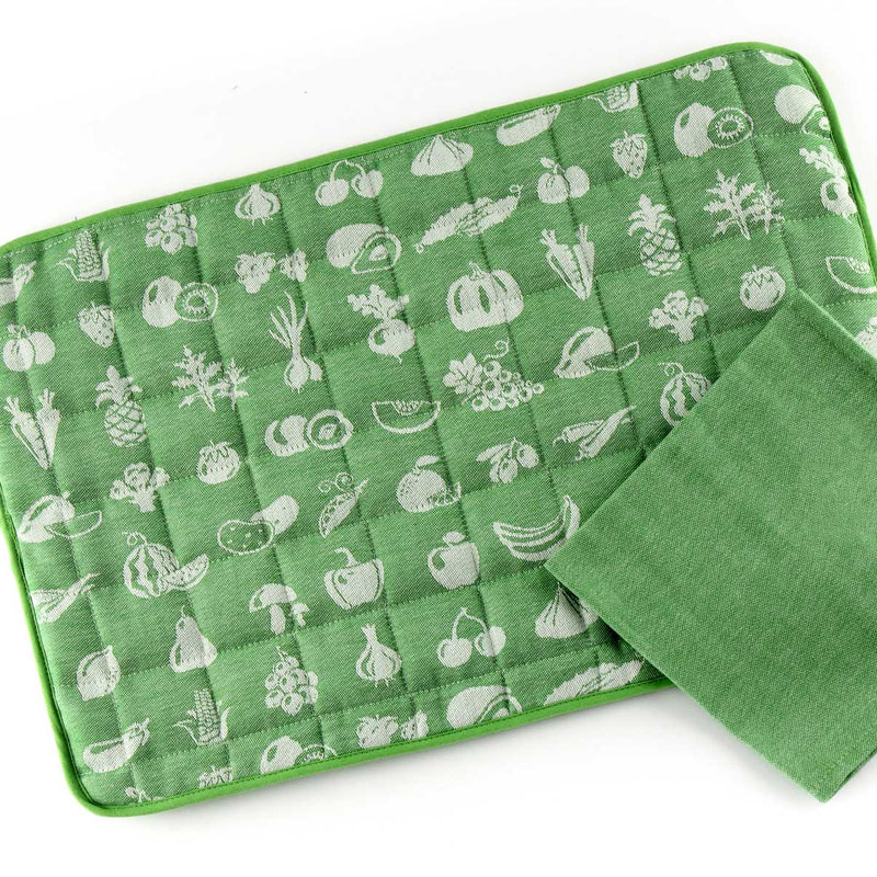 Mymami organic cotton breakfast set tablecloth and tablecloth fruits green
